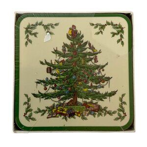 Spode Christmas Tree Coasters by Pimpernel Set Of 6 In Box